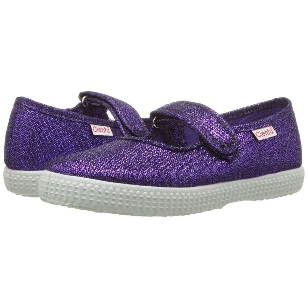 Cienta 56013-45 Flats Toddlers 5 Purple Glitter Canvas Slip On Mary Jane RHS9430